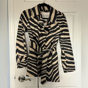 Coach Rare Women’s Zebra Print Trench Coat | XS | Y2K Chic Outerwear